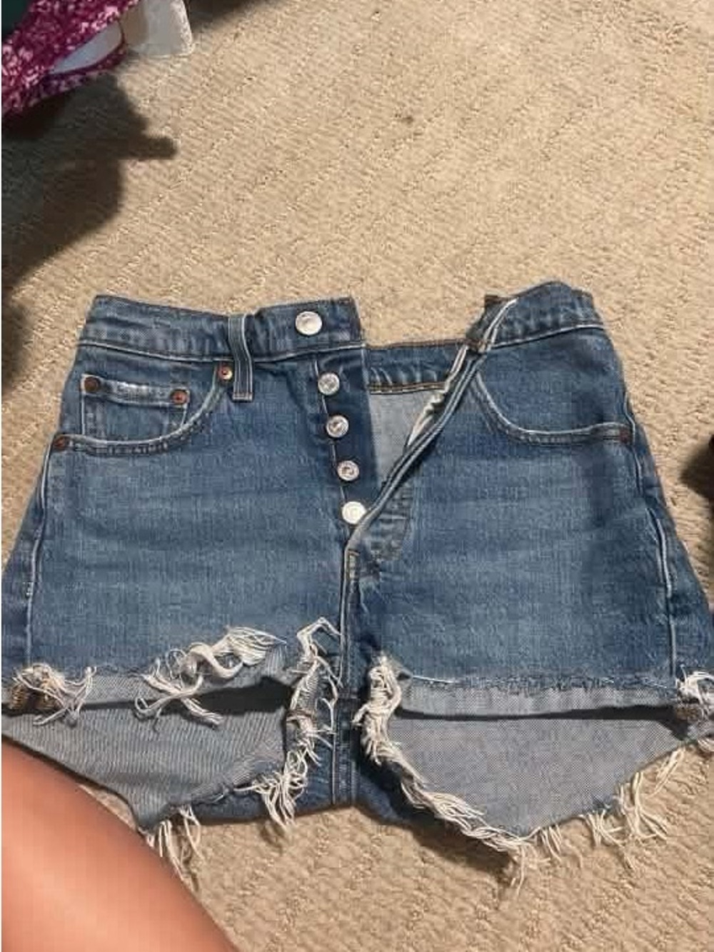 Levi's Distressed Blue Denim Shorts